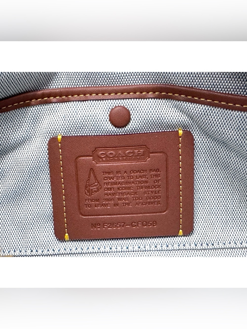 COACH Turnlock Suede Haversack Bag 27, BLUE JAY - Picture 7 of 10